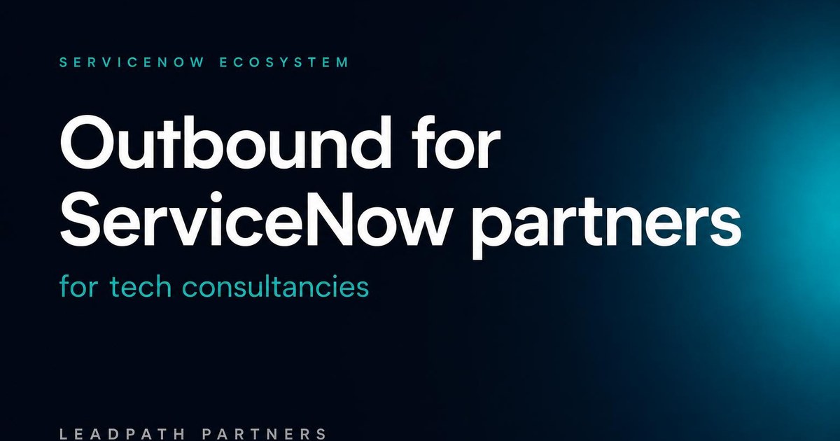 Layered translucent dark glass panels with faint teal workflow node motifs, representing a ServiceNow partner outbound architecture